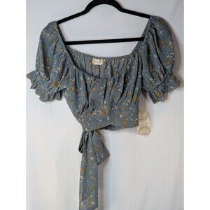 NWT Altered  state Floral Blue Green Top size Small NEW